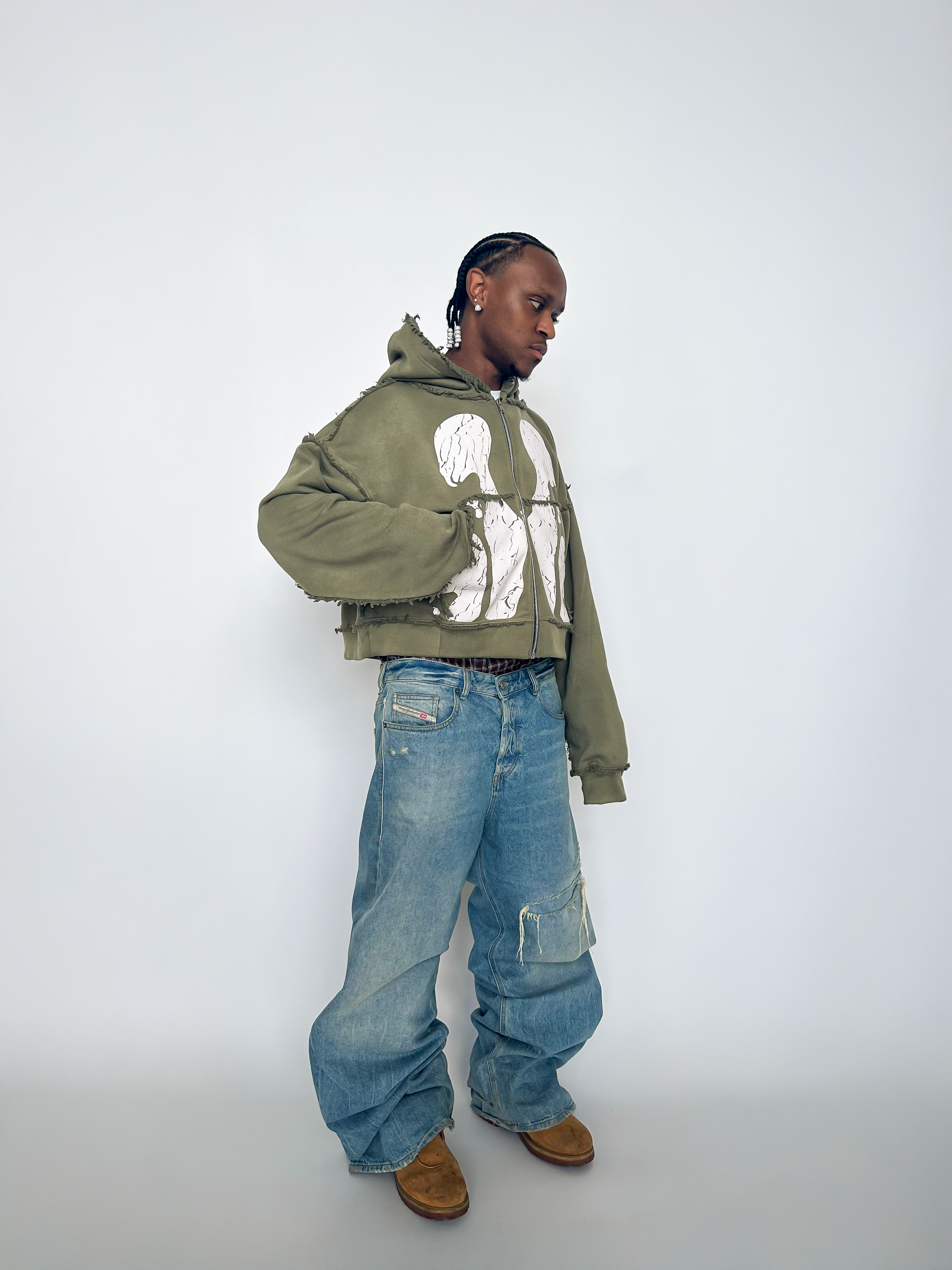 “Militia” Reverse Zip Up Hoodie