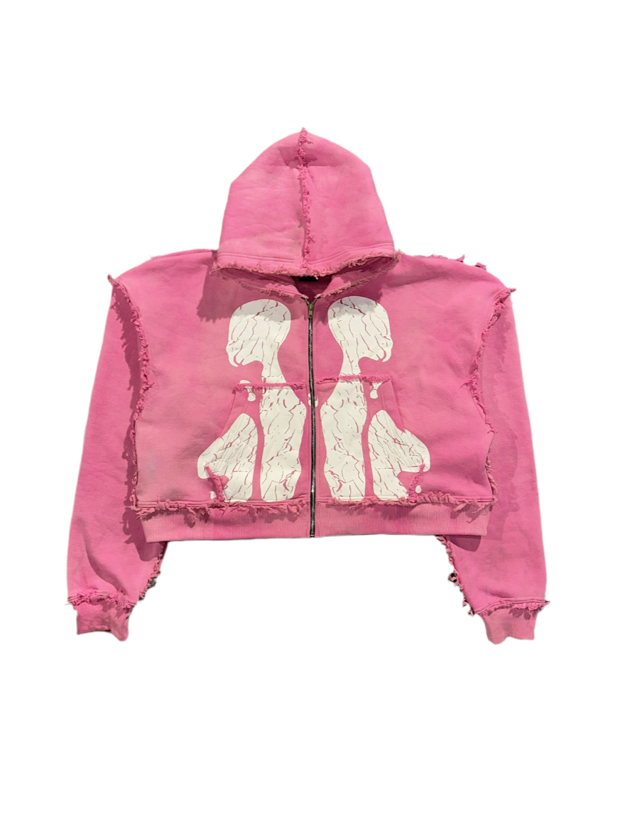 "Candy Pink" Reverse Zip Up Hoodie